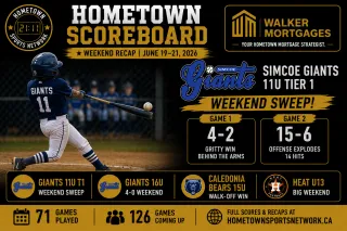 Hometown Sports Weekend Recap — Friday June 19 to Sunday June 21 — Simcoe Giants 11U Tier 1 Sweep Stratford