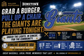 Grab a Burger, Pull Up a Chair. The Simcoe Giants Are Playing Under the Lights Tonight.