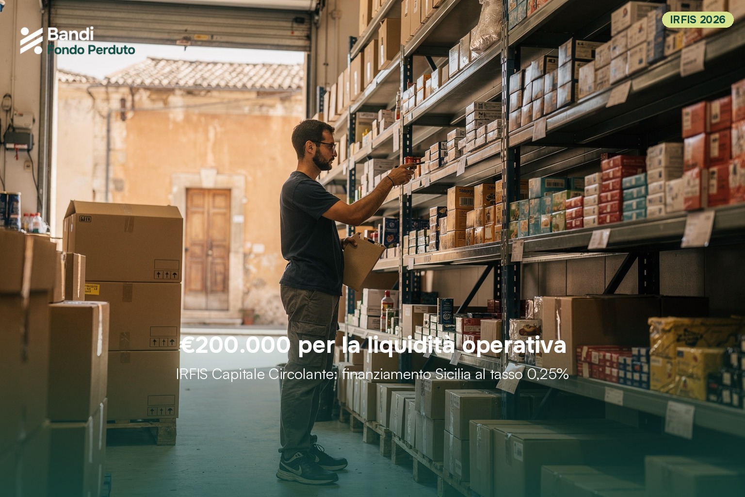 Fino a €200.000 per liquidità commercio: finanziamento IRFIS Sicilia attivo