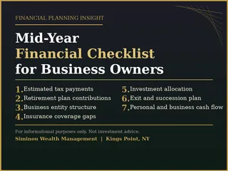 Mid-Year Financial Planning Checklist for Business Owners By Richard Siminou, MBA | Siminou Wealth Management | Kings Point, NY