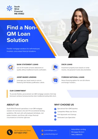 Find flexible Non-QM mortgage solutions for self-employed borrowers, investors, and unique income situations. Get approved with a trusted Non-QM lender today.