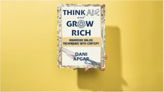 Think AI and Grow Rich by Dani Apgar book mockup, held against a yellow background