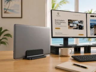 Honest Review: OMOTON Vertical Laptop Stand Holder — The Space Saver That Keeps Your Laptop Connected