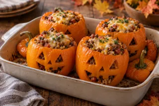 Jack-o’-Lantern Stuffed Peppers