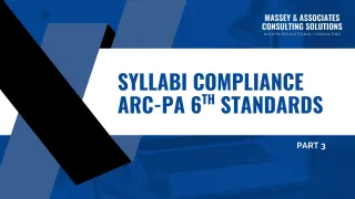 Syllabi Compliance and 6th Edition Vol 3