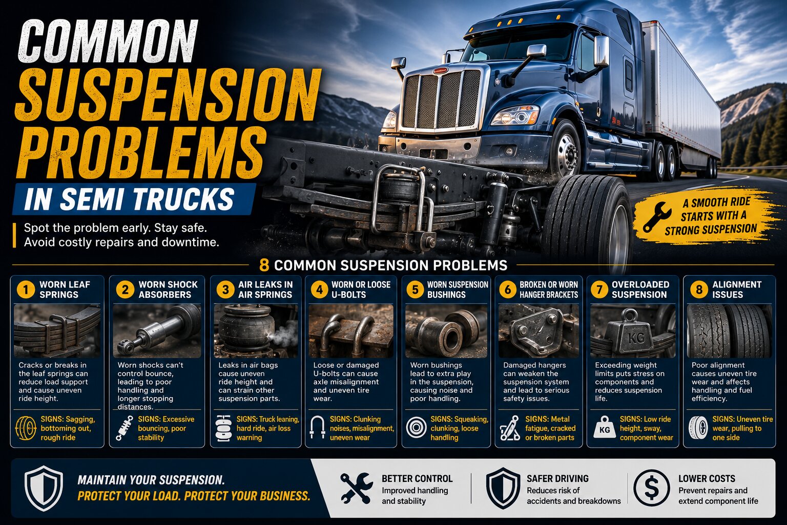 Common Suspension Problems in Semi Trucks