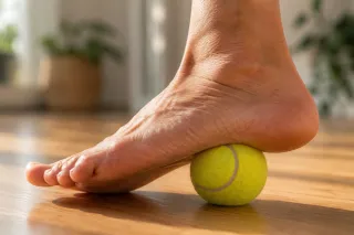 PALLINA DA TENNIS SOTTO AL PIEDE: L'ESERCIZIO CHE PUO' MIGLIORARE LA POSTURA E RIDURRE I DOLORI