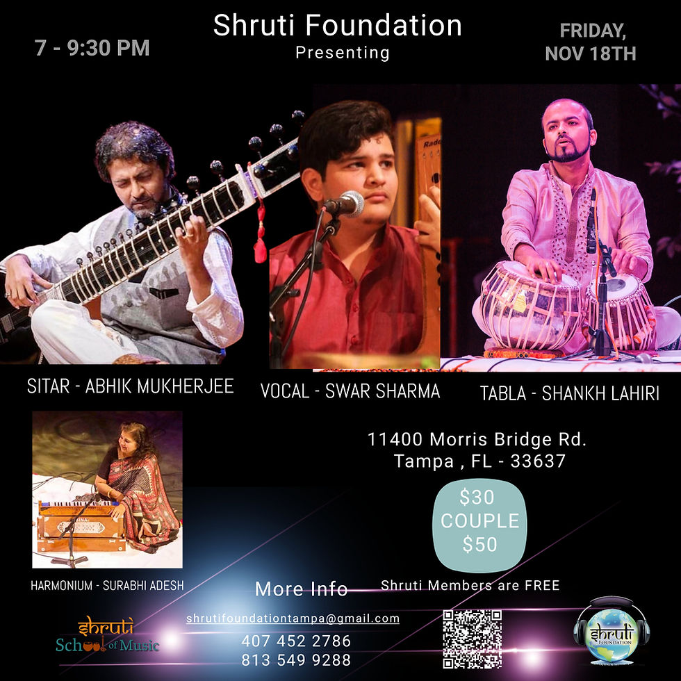 Indian Classical Concert with Sitar, Vocal & Tabla