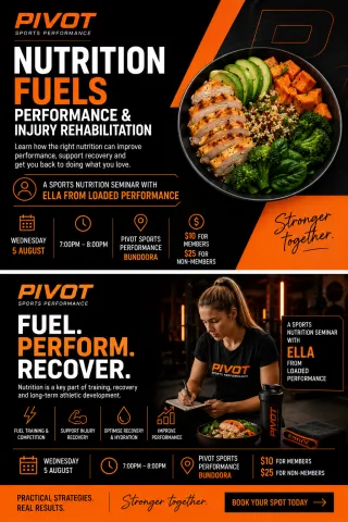 Nutrition for Performance and Injury Rehabilitation | Sports Nutrition Seminar in Melbourne