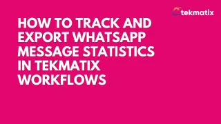 How to Track and Export WhatsApp Message Statistics in Tekmatix Workflows