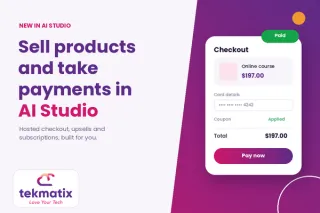 How do I sell products and take payments in AI Studio on Tekmatix?