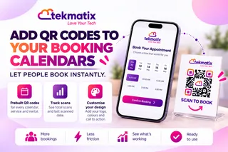 How do I add QR codes to my booking calendars on Tekmatix?