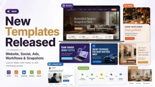New Marketing Templates Released for Websites, Social, Ads, Workflows & Snapshots