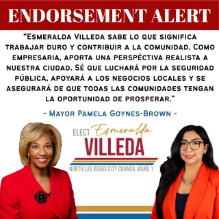 La Alcaldesa Pamela Goynes-Brown respalda a Esmeralda Villeda para el Concejo Municipal de North Las Vegas, Distrito 1