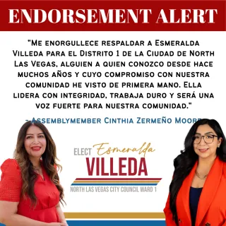 La asambleísta Cinthia Zermeño Moore respalda a Esmeralda Villeda para el Concejo Municipal de North Las Vegas, Distrito 1