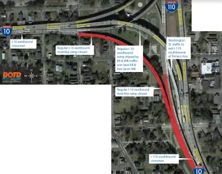 I-10 Westbound Flyover Closure in Baton Rouge