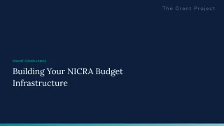 Building Your NICRA Budget Infrastructure