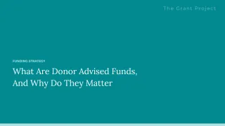 What Are Donor Advised Funds, And Why Do They Matter