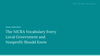 The NICRA Vocabulary Every Local Government and Nonprofit Should Know