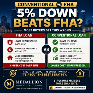 🏡 Conventional Loans vs FHA: Why 5% Down Could Save You Thousands 💰