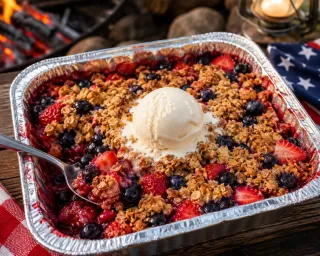 🇺🇸 Red, White & Blue Campfire Berry Crisp: The Perfect Summer Campfire Dessert