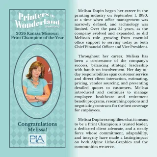 Melissa Dupin: 2026 Print Champion of the Year