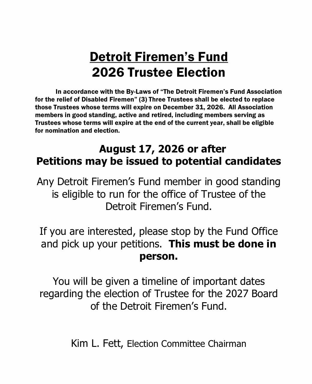 2026 Trustee Election Information