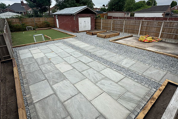 Kandla Grey Sandstone Patio in Heaton Chapel: From Tarmac Garden to Proper Outdoor Space