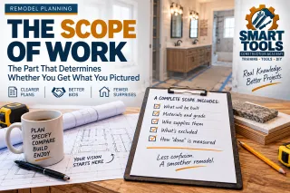 A remodel scope of work should state exactly what will be built, what materials will be used, who supplies them, what is specifically excluded, and how "done" is measured — line by line, room by room