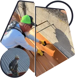 New steel metal roofing installation on a residential garage