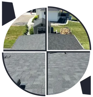 close up hail impact bruise on composite shingle