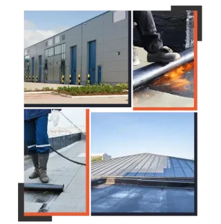 Commercial flat roof tear-off and replacement in progress