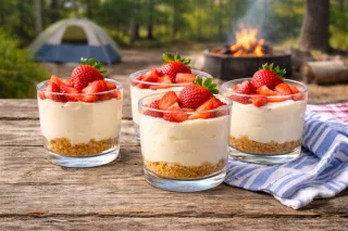 Camping Recipes:  No-Bake Strawberry Cheesecake Cups