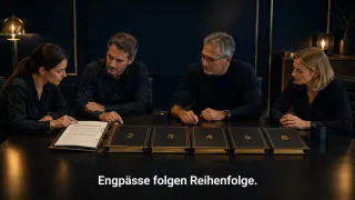 Sechs Bücher und ein Roter Faden.