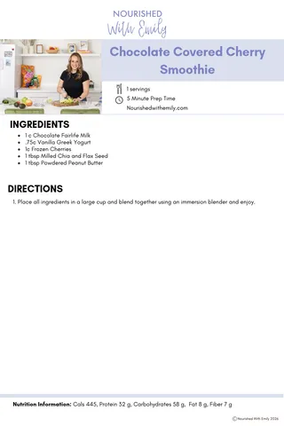 Chocolate Covered Cherry Smoothie: A High Protein Breakfast in 5 Minutes