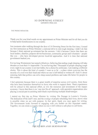 Letter From the Prime Minister