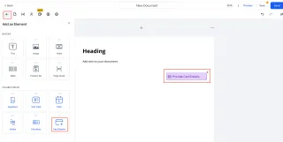 Documents & Contracts: Collect card details