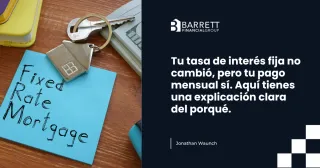 Tu tasa de interés fija no cambió, pero tu pago mensual sí. Aquí tienes una explicación clara del porqué.
