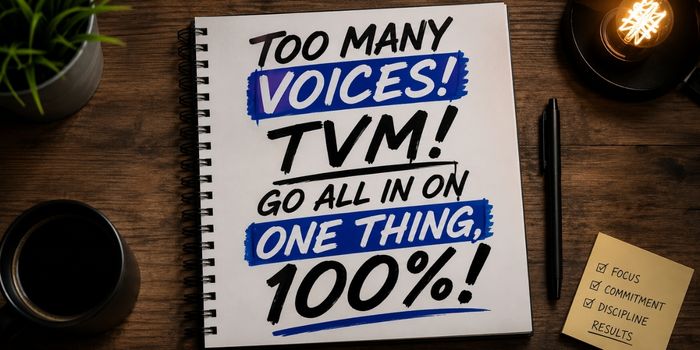 Too many voices! TVM! Go all in on one thing, 100%!