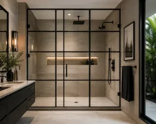 Black Grid Shower Doors & Industrial Glass Trends