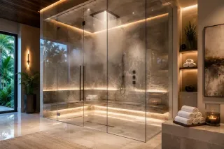Floor to Ceiling Shower Glass for Steam Rooms