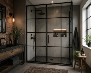 The Crittall-Style Trend: Industrial Black Grid Shower Doors