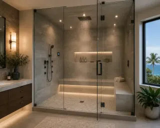 Frameless Steam Shower Glass in Naples