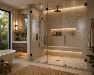 Seeded Glass Shower Doors: Bringing Organic Textures to the Bath
