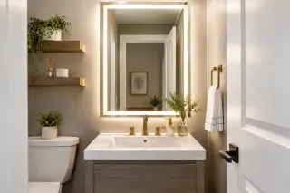 Small Bathroom Mirrors That Brighten Dark Powder Rooms with Glass and Light 