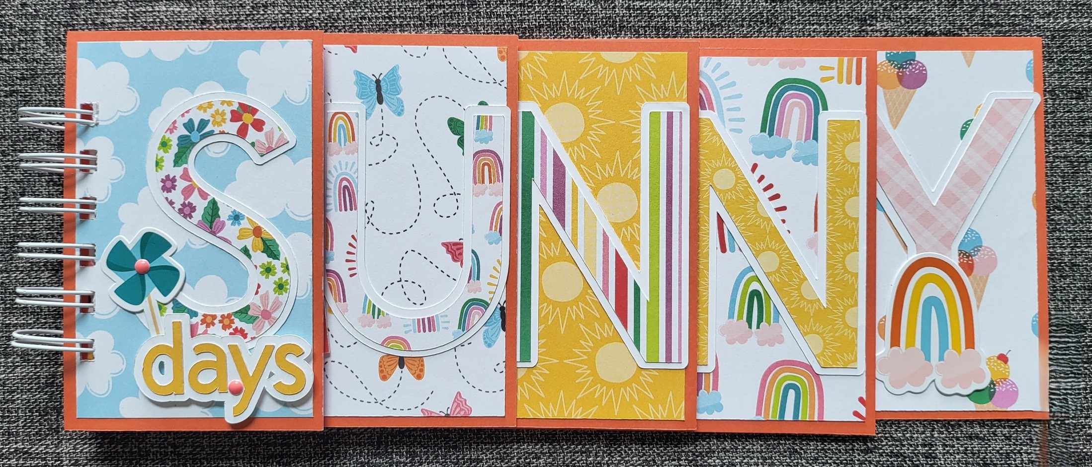 Crafting a Horizontal "SUNNY" Waterfall Mini Album