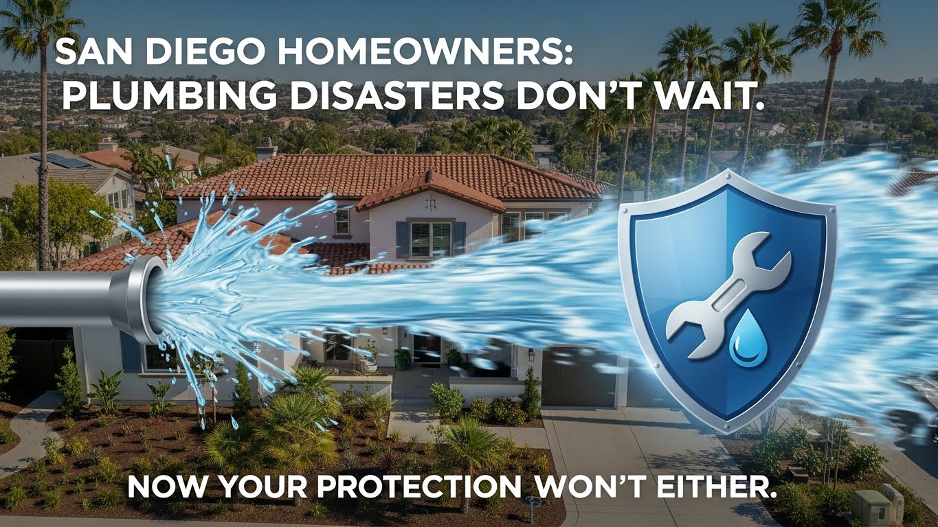San Diego Homeowners: Plumbing Disasters Don’t Wait. Now Your Protection Won’t Either.