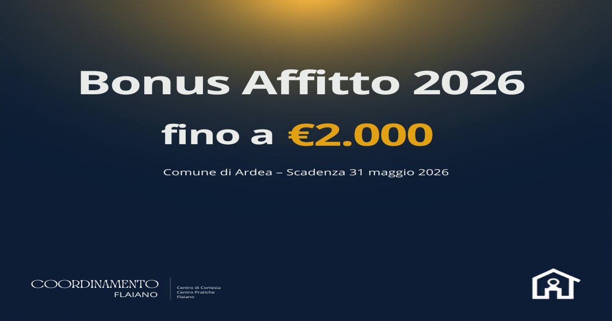 Bonus Affitto 2026 Ardea: fino a €2.000 – Requisiti, Documenti e Come Fare Domanda