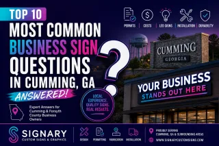 Top 10 Most Common Business Sign Questions in Cumming & Forsyth County, GA — Answered by Signary Custom Signs & Graphics