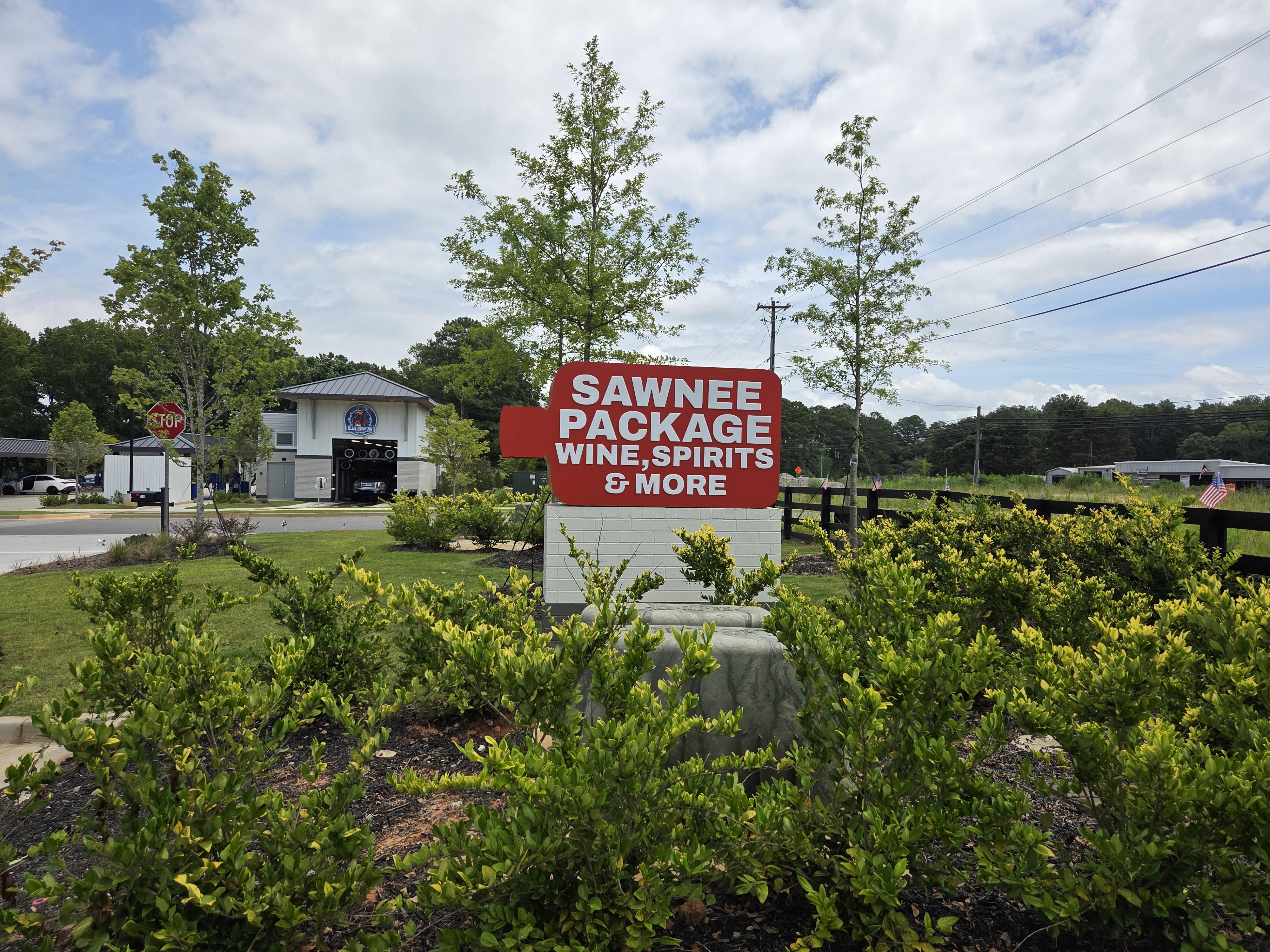 Custom Bottle-Shaped Monument Sign in Cumming, GA: Illuminated Sign Case Study for Sawnee Package